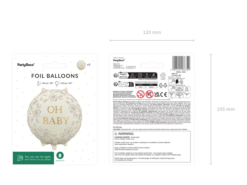 Oh Sweet Baby Circle Foil Balloon (1pkt/1pc)
