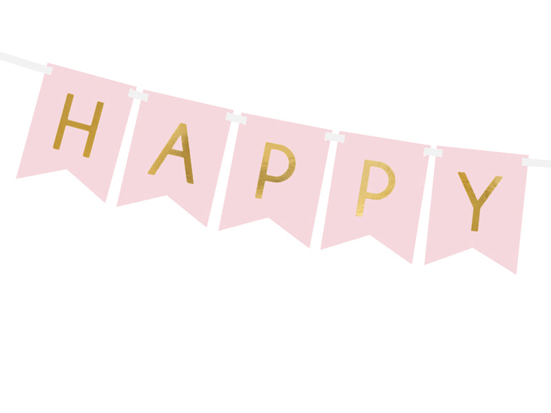 Light Pink Happy Birthday Banner (1pkt/1pc)