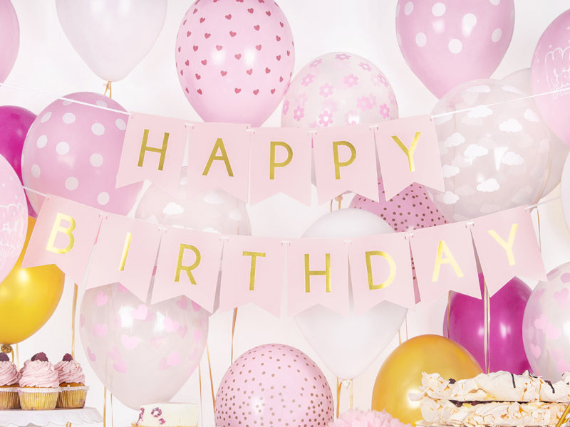 Light Pink Happy Birthday Banner (1pkt/1pc)