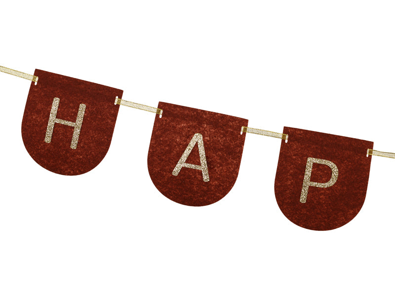 Happy Birthday Brown Felt Banner (1pkt/1pc)