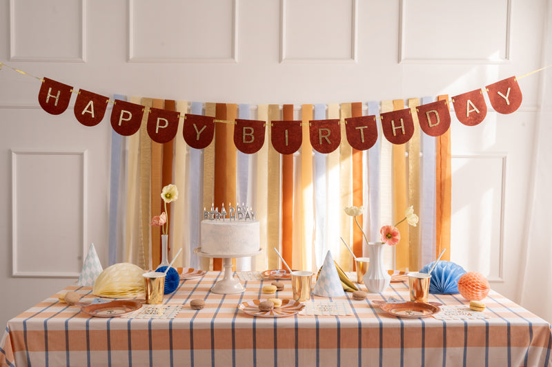 Happy Birthday Brown Felt Banner (1pkt/1pc)