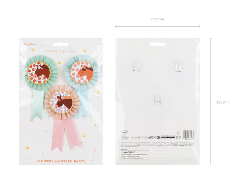 Pink Pony Club Rossette Badges (1pkt/3pc)