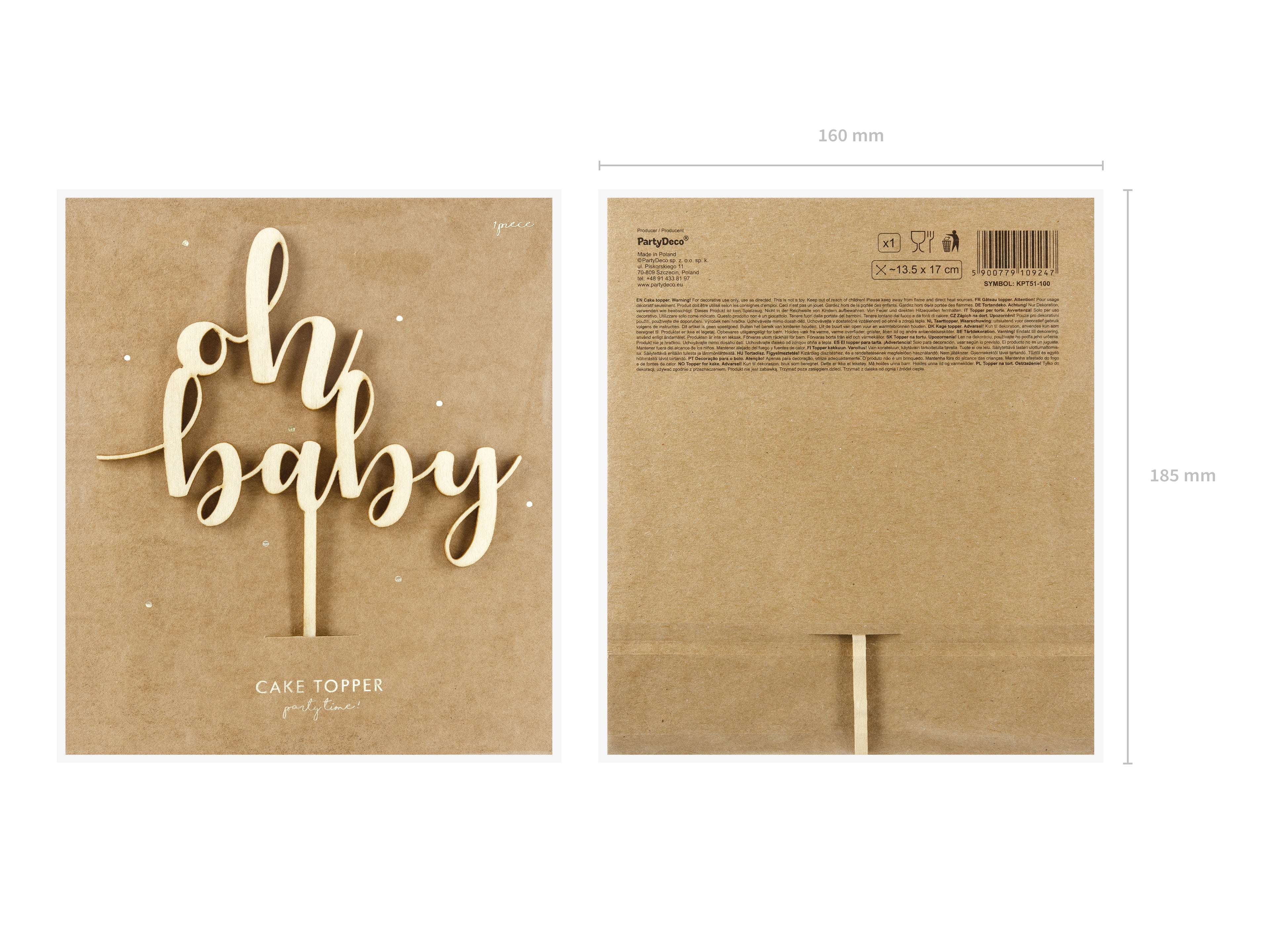 Oh Baby Wooden Cake Topper (1pcs)