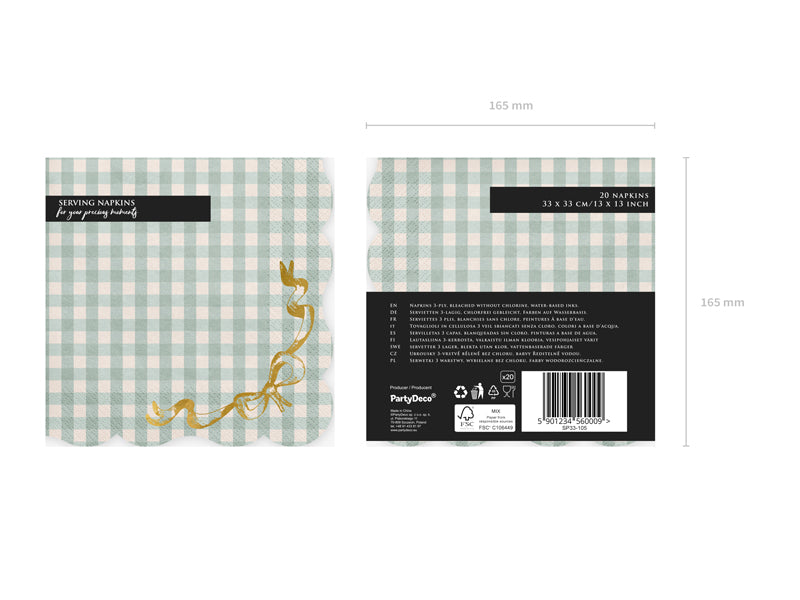 Oh Sweet Baby Checkered Bow Napkins (1pkt/12pcs)