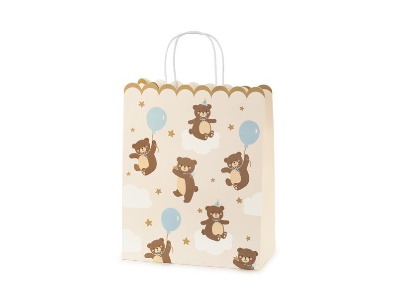 Paper gift bag with teddy bear and balloon design