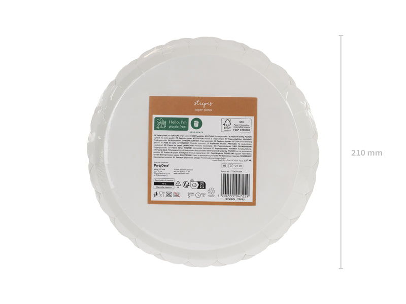 Baby Bear Striped Scalloped Paper Plates (1pkt/6pc)