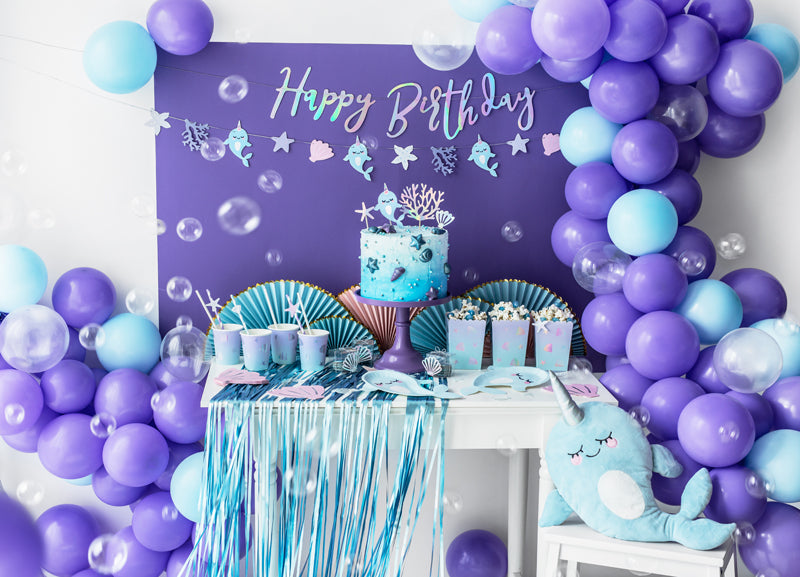 DIY balloon set up with partyware, blog post explaing how to make a DIY garland
