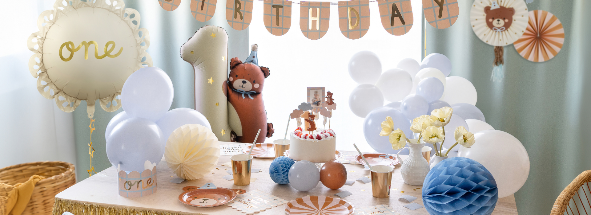Celebrate Baby's 1st Birthday: Balloons, Cake & Teddy Bear Fun