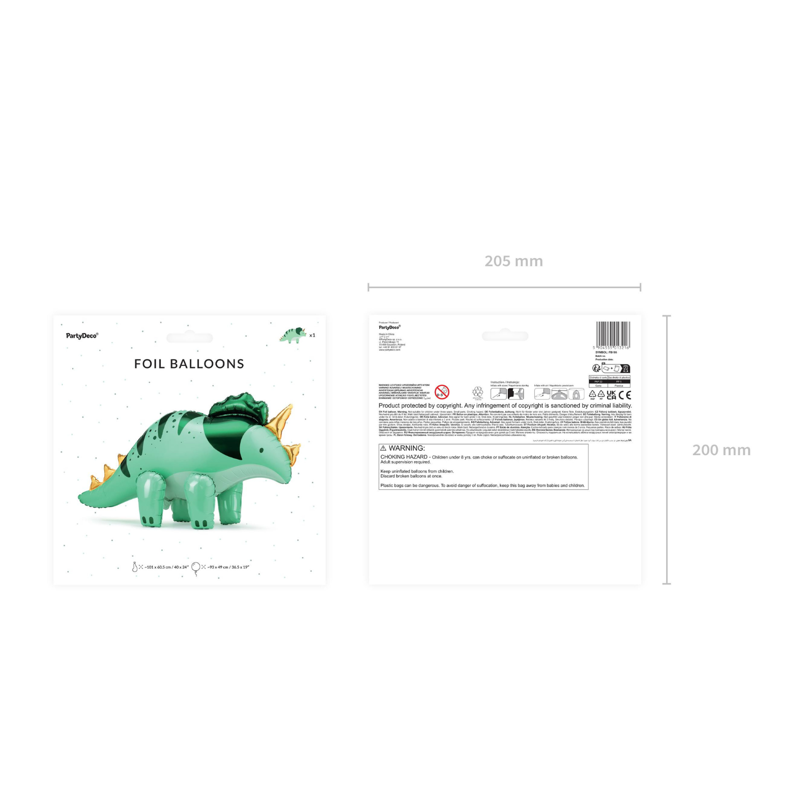 Dino Party Triceratops Foil balloon (1pc)