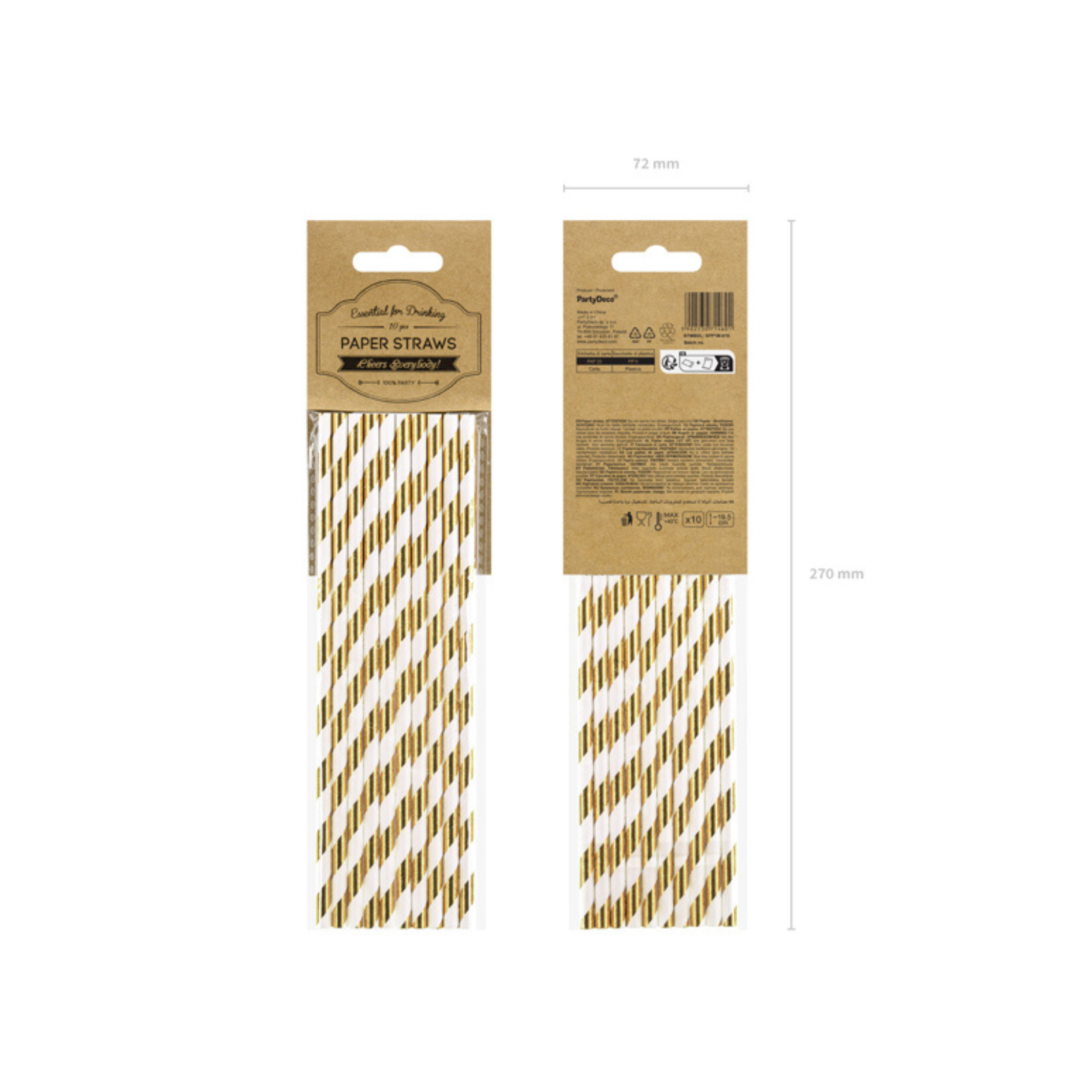 Gold Striped Paper Straws (1pkt/10pc)