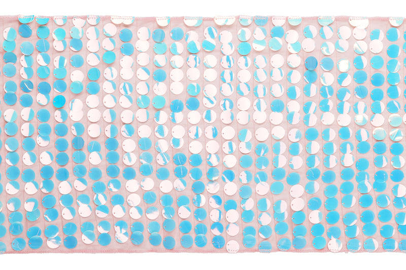 A sequin-covered table runner with a mermaid/ocean theme, designed as a balloon to add a sparkly touch to any celebration.