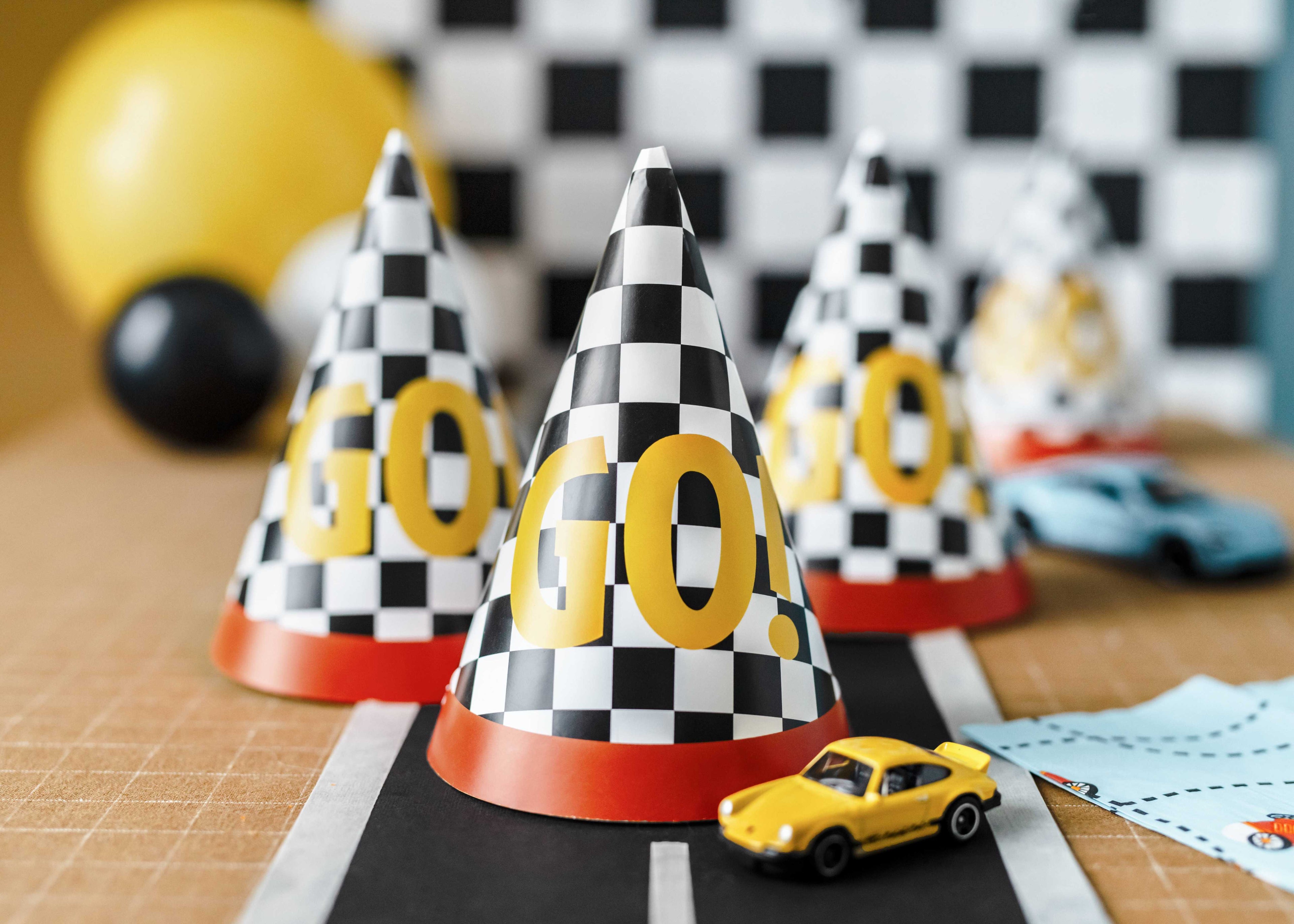 Too Fast Party Hats (1pkt/6pc) - Party Lane 