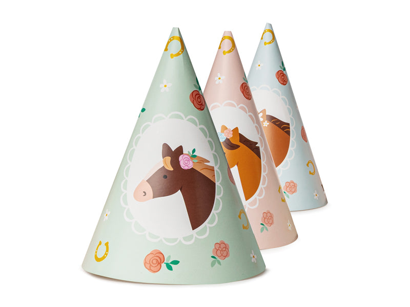 Pink Pony Club Party Hats (1pkt/6pc)