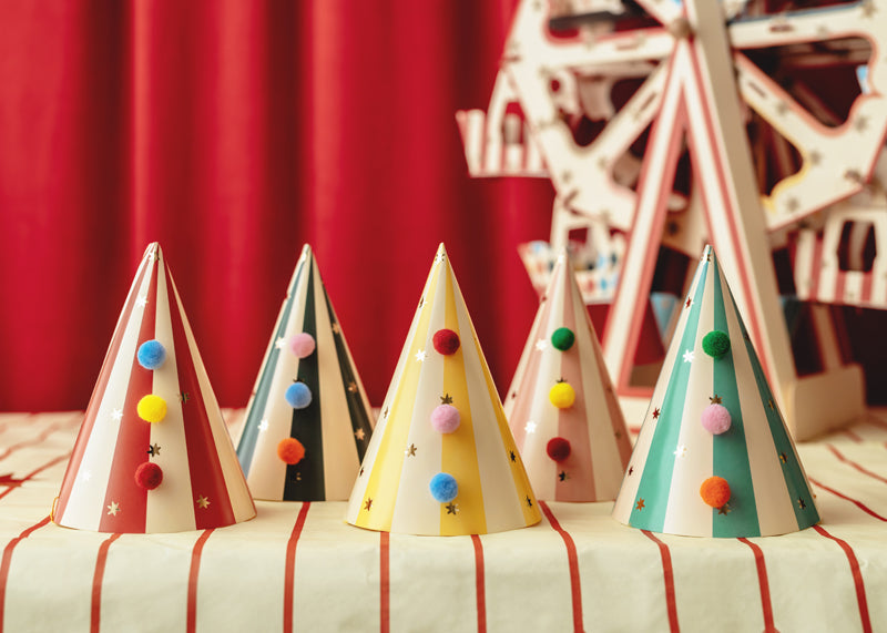 Big Top Circus Party Hats (1pkt/6pcs)