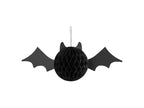 Black honeycomb ball with bat wings on a white background