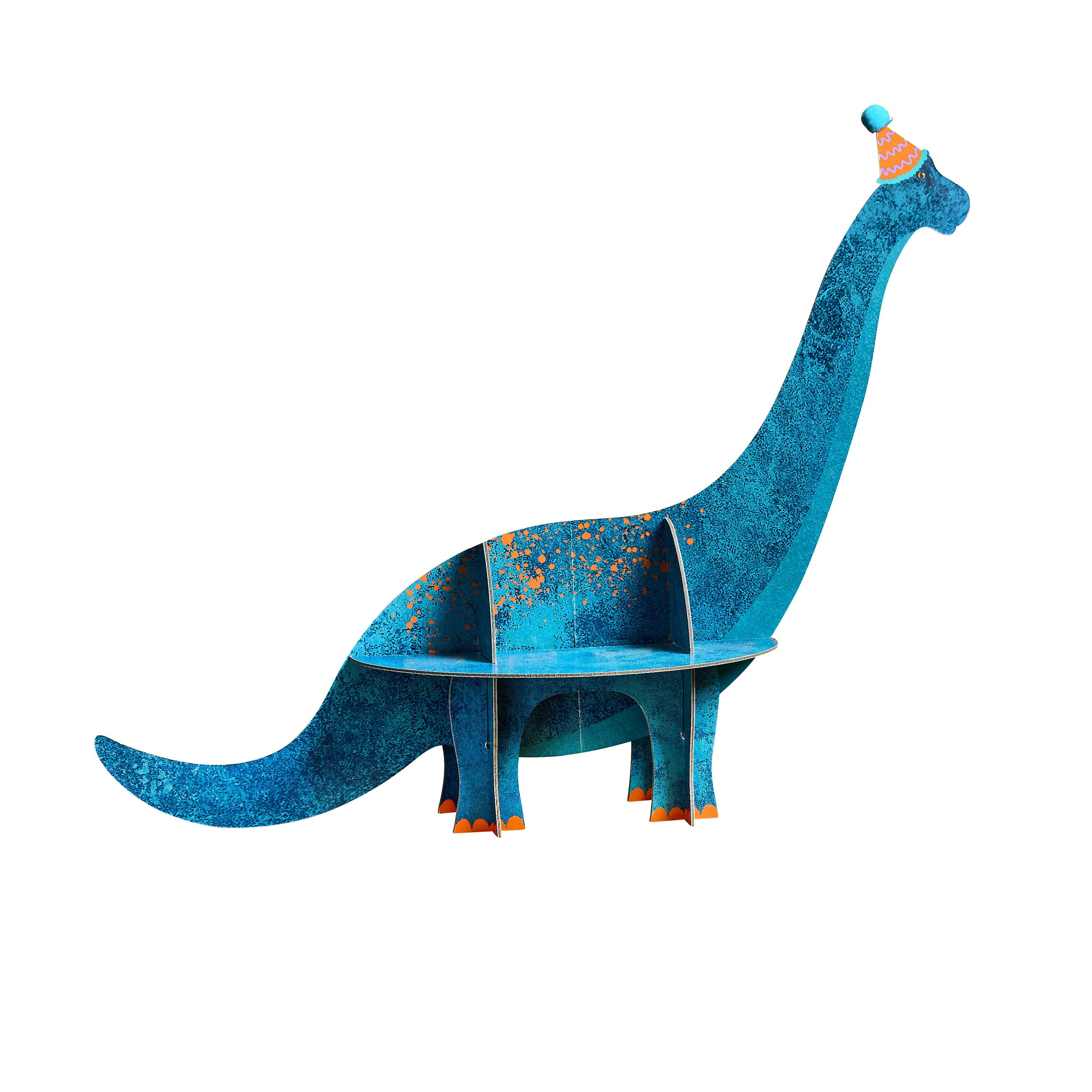  A dinosaur-themed treat stand, perfect for serving sweets at a Dino-themed party.