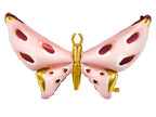 Pink and gold butterfly-shaped balloon on a white background