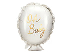 White balloon with 'Oh Baby' text in gold 