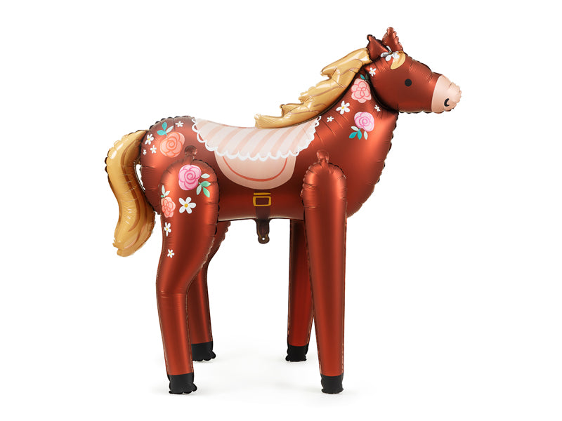 Standing horse balloon with floral designs 