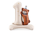 standing balloon with number '1' and bear