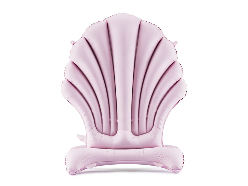 A foil balloon shaped like a seashell, ideal for ocean or beach-themed parties.