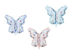 A set of 3 mini foil balloons in the shape of butterflies, ideal for adding a whimsical touch to your fairytale party.

