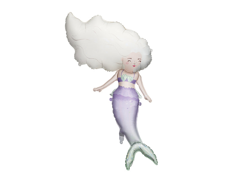  A foil balloon in the shape of a mermaid, perfect for a mermaid-themed birthday or celebration.