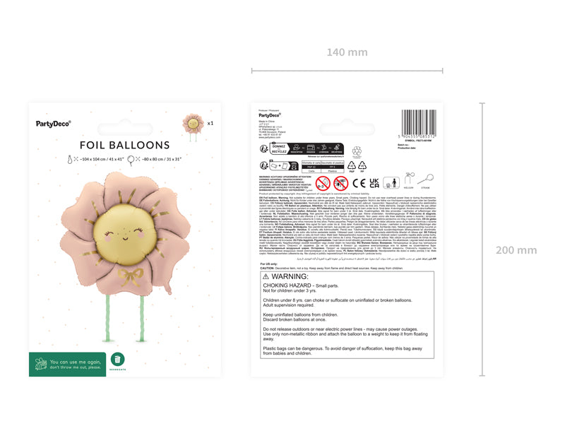 Pink flower balloon packaging