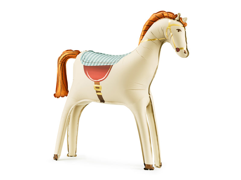 cream horse balloon on white background