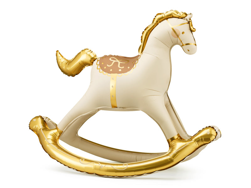 Decorative rocking horse with gold accents 