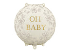 Decorative balloon with 'OH BABY' text and floral patterns