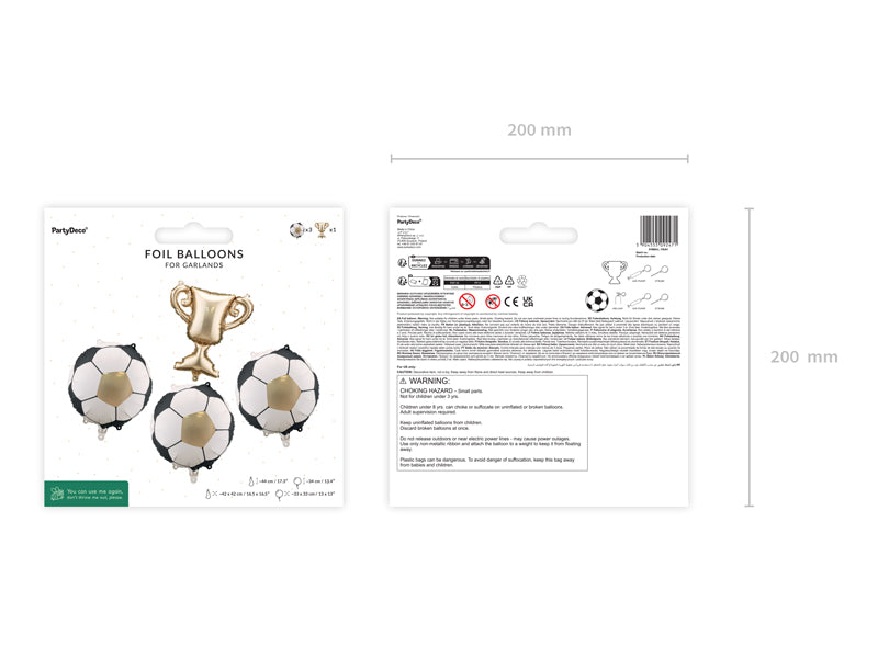 Mini Kicker Football and Trophy Foil Balloons (1pkt/4pcs) - Party Lane 