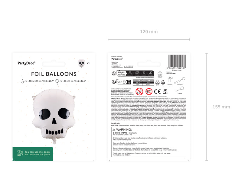 Halloween Skull Foil Balloon (1pkt/1pc) - Party Lane 