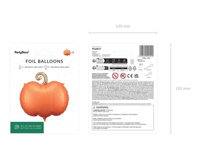 Halloween Pumpkin Foil Balloon (1pkt/1pc) - Party Lane 