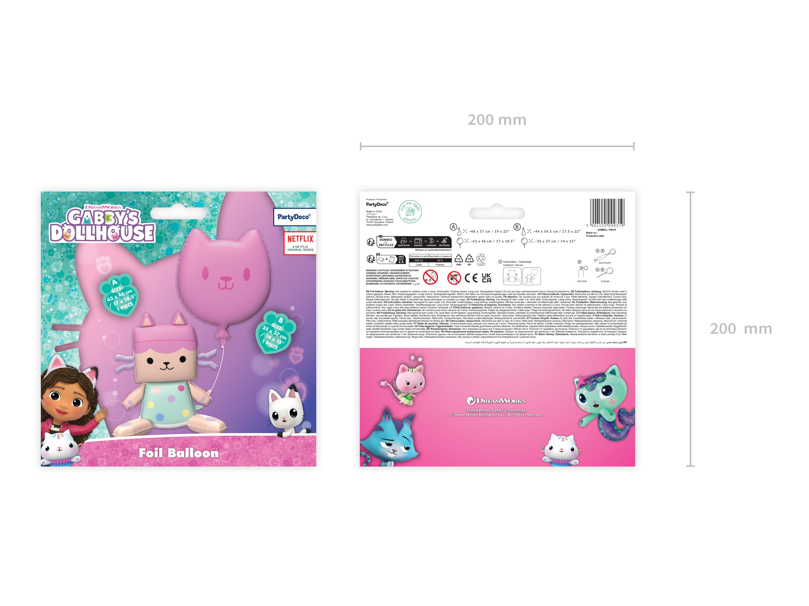 Gabby's Doll House Baby Box and Cat Foil Balloon (1pkt/2pc) - Party Lane 