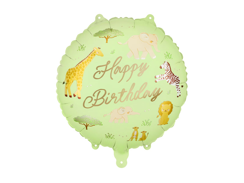 Round Safari 'Happy Birthday' Balloon (1pkt/1pc) - Party Lane
