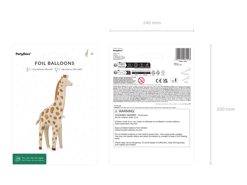 Giraffe Foil Balloon (1pkt/1pc) - Party Lane