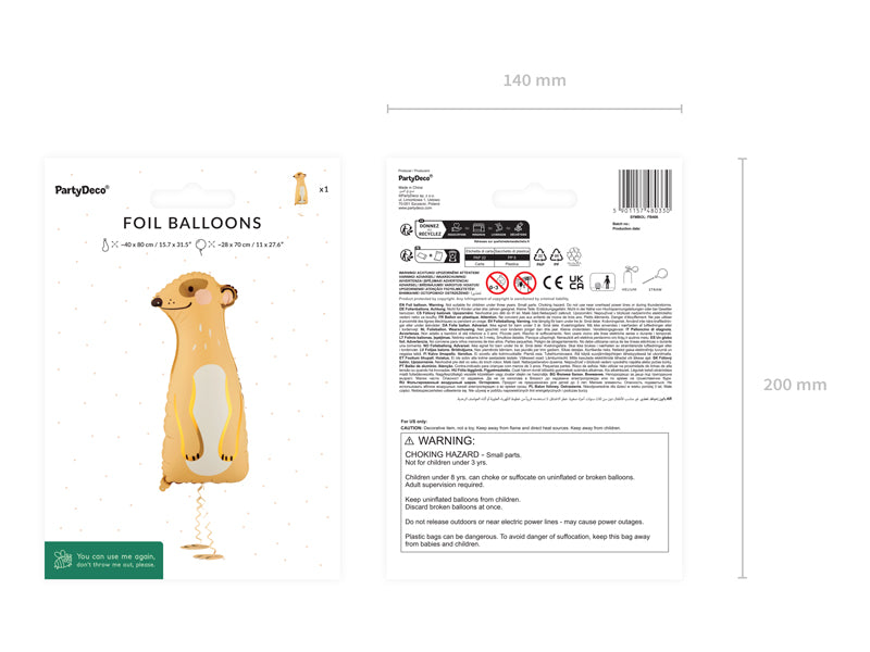 Standing Meerkat Foil Balloon (1pkt/1pc) - Party Lane