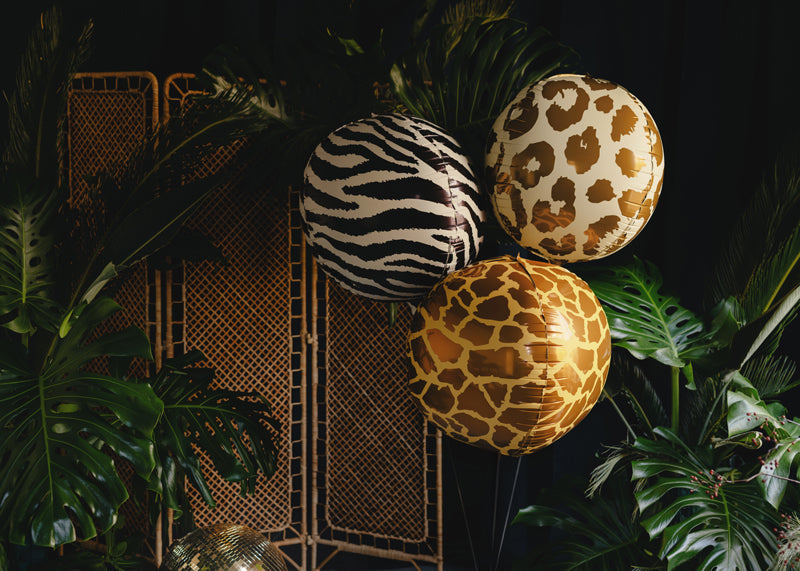 Zebra Print Foil Balloon Globe (1pkt/1pc) - Party Lane