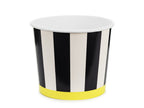 black and white striped sports food buckets
