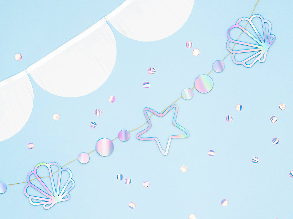 Making Waves seashell banner detail showing pastel scallop shell shapes and details