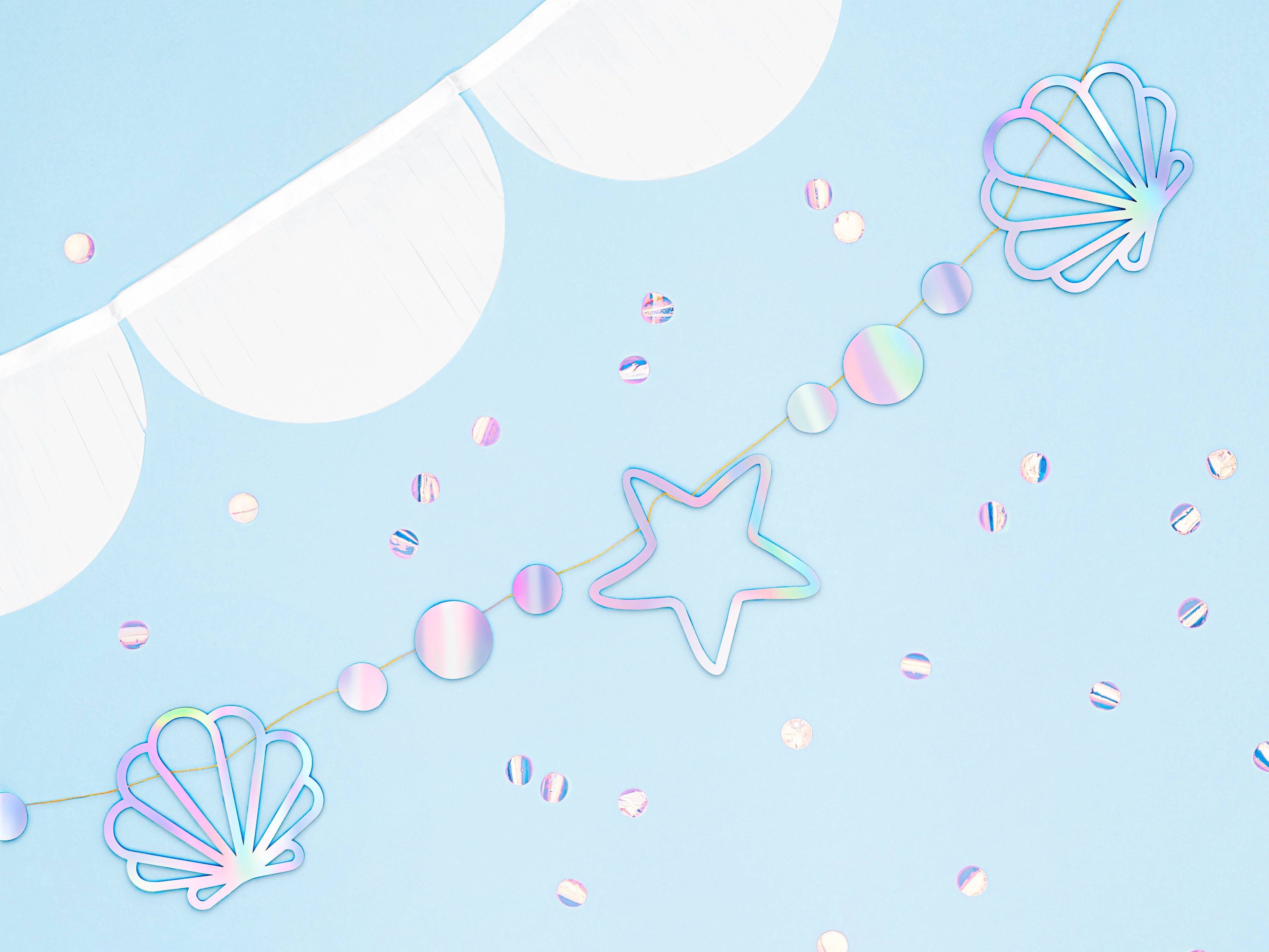 Making Waves seashell banner detail showing pastel scallop shell shapes and details