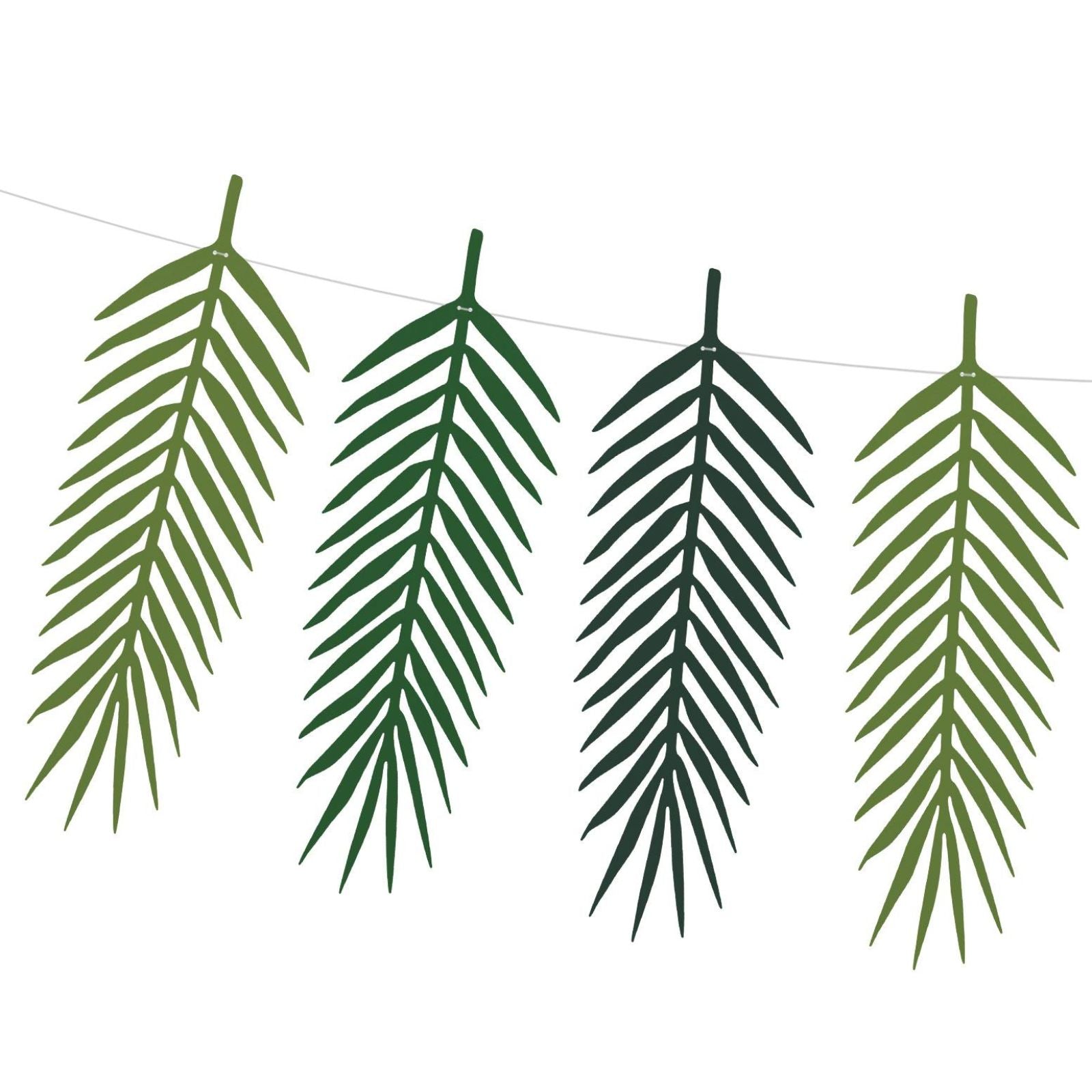 Fern leaf garland detail showing realistic green foliage decoration for jungle theme