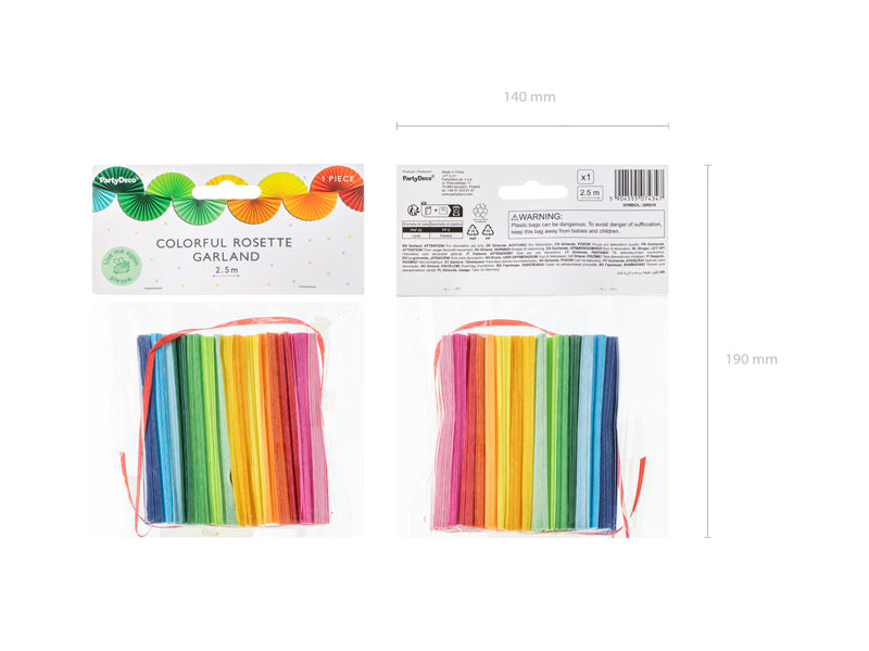 Rainbow Paper Fan Garland (1pc) - Party Lane
