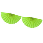 Green tissue paper rosette garland detail showing fan-shaped decorations