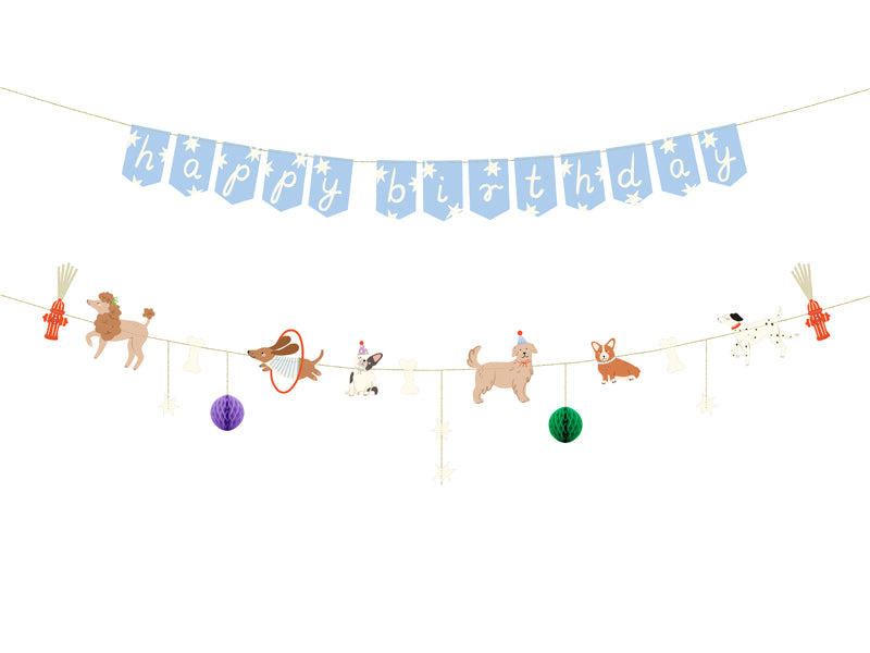 Puppy Pawty Happy Birthday Banner (2pcs) - Party Lane 