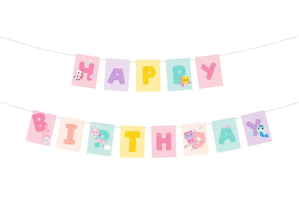 Gabby's Doll House Happy Birthday Banner (1pkt/1pc) - Party Lane 