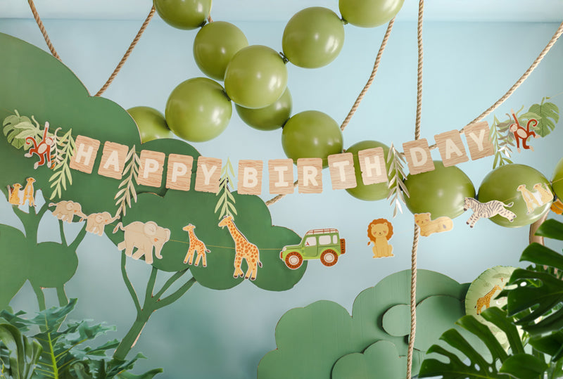 Safari Party Birthday Banner (1pkt/2pc) - Party Lane