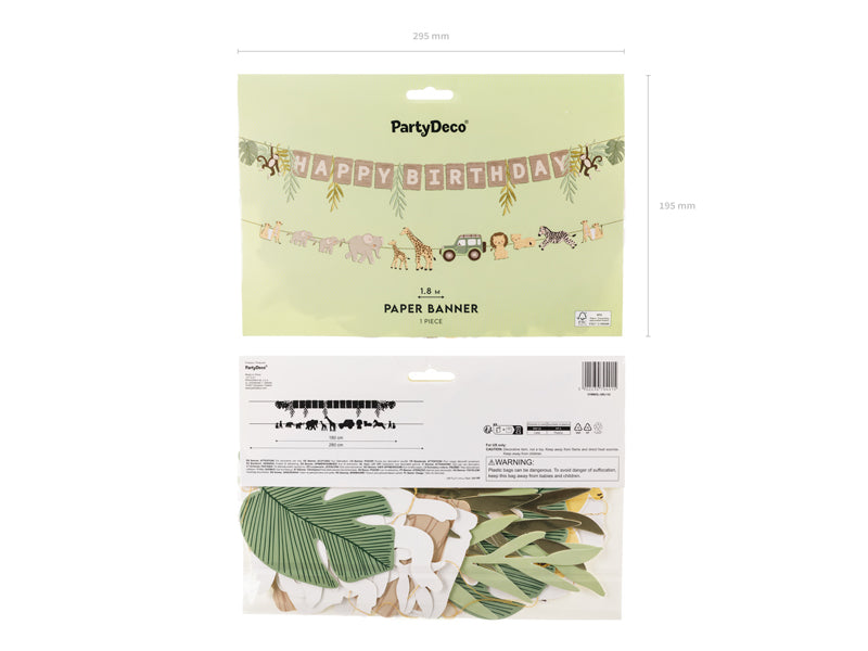 Safari Party Birthday Banner (1pkt/2pc) - Party Lane