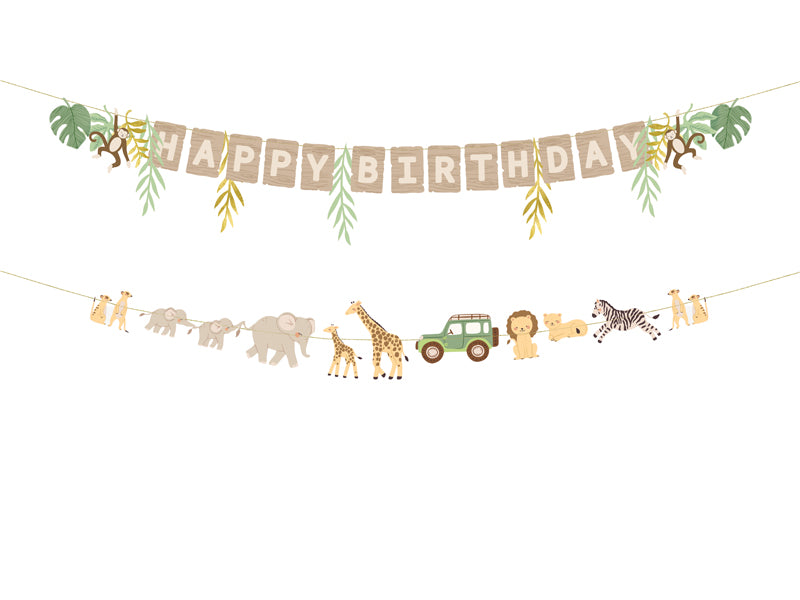 Safari Party Birthday Banner (1pkt/2pc) - Party Lane